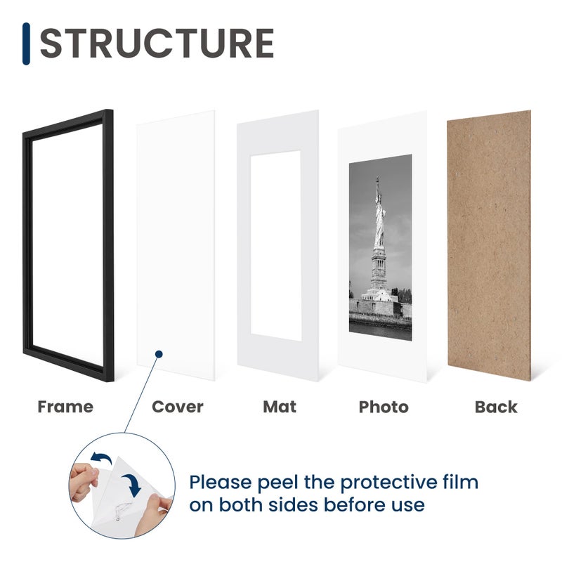 ENJOYBASICS 12x16 Picture Frame, Display Poster 9x12 with Mat or 12 x 16 Without Mat, Wall Gallery Photo Frames, Black, 2 Pack - Image 3